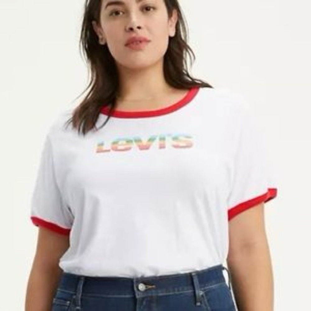 Levi’s GRAPHIC RINGER TEE SHIRT (PLUS SIZE) white and red women’s 2XL